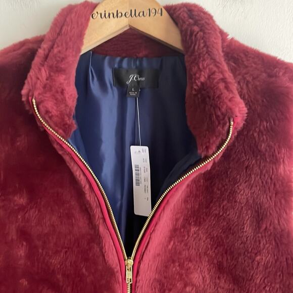 J.Crew Plush Fleece Excursion Vest Crimson Maple - Picture 8 of 13
